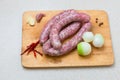 Raw sausage links ready for cooking Royalty Free Stock Photo