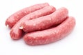 raw sausages isolated on white background