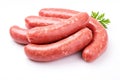 raw sausages isolated on white background