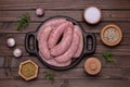 Raw sausages in a natural casing Royalty Free Stock Photo