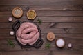 Raw sausages in a natural casing Royalty Free Stock Photo