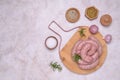 Raw sausages in a natural casing Royalty Free Stock Photo