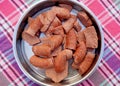 Raw Sausages in a platter prepared for the grill. Royalty Free Stock Photo