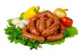 Raw sausages and vegetables Royalty Free Stock Photo