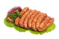 Raw sausages and vegetables Royalty Free Stock Photo