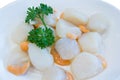 Raw scallop with parsley Royalty Free Stock Photo