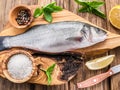 Raw seabass fish. Royalty Free Stock Photo