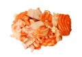 Raw seafood chowder mix white background