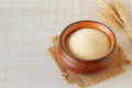 Raw Semolina flour in a bowl