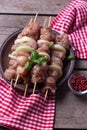 Raw shashlik ready to cook on plate Royalty Free Stock Photo