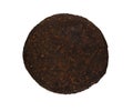 Raw sheng shu puerh tea cake on white background