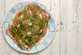 Raw Shoulder of Lamb Meat in Olive Oil Marinade on Plate With Bl Royalty Free Stock Photo