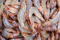 Raw shrimp at market