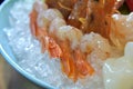 Raw shrimp sashimi Amaebi shell platter icecube