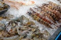 Raw shrimps and giant tiger prawns Royalty Free Stock Photo