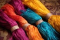 raw silk thread bundles with vibrant colors