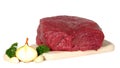 Raw sliced meat with garlic