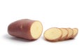 Raw sliced Roseval potato Royalty Free Stock Photo