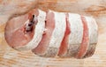 Raw sliced whiting fish