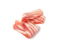 Raw Smoked Bacon Isolated, Streaky Brisket Slices Royalty Free Stock Photo