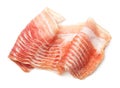 Raw, Smoked Bacon Isolated on White Background Royalty Free Stock Photo