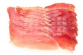 Raw smoked black forest ham isolated on white background. top view Royalty Free Stock Photo