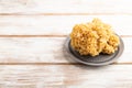 Raw Sparassis Cauliflower Mushroom on white, side view, copy space Royalty Free Stock Photo