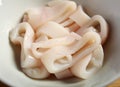 Raw squid rings in a bowl Royalty Free Stock Photo