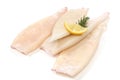 Raw squid tubes with lemon Royalty Free Stock Photo