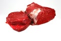 Raw steak over white