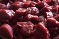 Raw stew beef meat close up Royalty Free Stock Photo