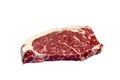 Raw Striploin steak New York from marbled beef on a white background, isolated