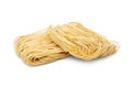 Raw strips of egg noodles isolated on white background Royalty Free Stock Photo