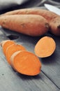 Raw sweet potatoes Royalty Free Stock Photo