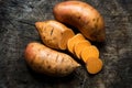 Raw sweet potatoes Royalty Free Stock Photo