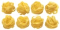 Raw tagliatelle pasta. Italian fettuccine isolated on white background Royalty Free Stock Photo