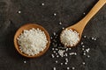 Raw tapioca pearls on a table Royalty Free Stock Photo