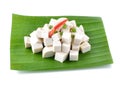 Raw tofu cut in dices Royalty Free Stock Photo