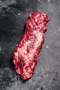 Raw top blade, Denver steak. Black background. Top view Royalty Free Stock Photo