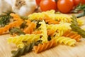 Raw tricolore pasta