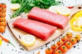 Raw tuna fish fillet meat Royalty Free Stock Photo