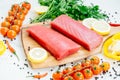 Raw tuna fish fillet meat Royalty Free Stock Photo