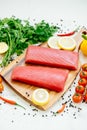 Raw tuna fish fillet meat Royalty Free Stock Photo