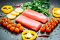 Raw tuna fish fillet meat Royalty Free Stock Photo