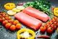 Raw tuna fish fillet meat Royalty Free Stock Photo