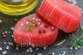 Raw Tuna fish steaks Royalty Free Stock Photo