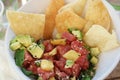 Raw tuna salad meal with avocado Royalty Free Stock Photo