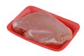 Raw turkey breast on orange foam meat tray