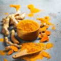 Raw turmeric root curcuma longa powder Royalty Free Stock Photo