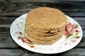 Raw uncooked beef burger ready to be cooked and fried in shallow oil, Fast food, Junk food concept, Home made fast food, selective Royalty Free Stock Photo